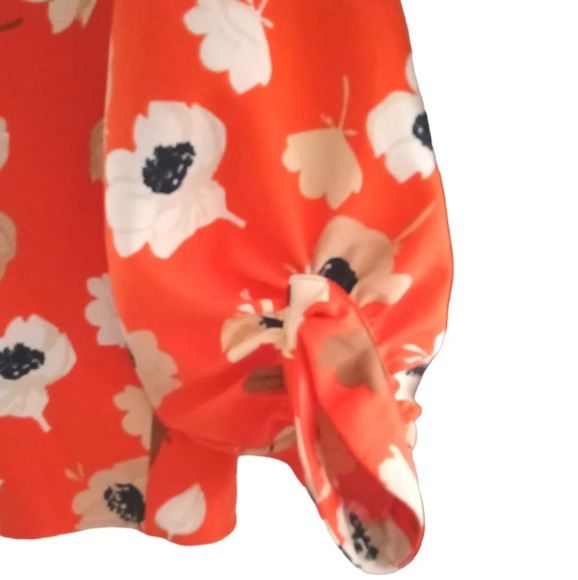 Zara Basic All Over Poppy Floral Print Back Button Balloon Sleeves Blouse Medium - Picture 5 of 10
